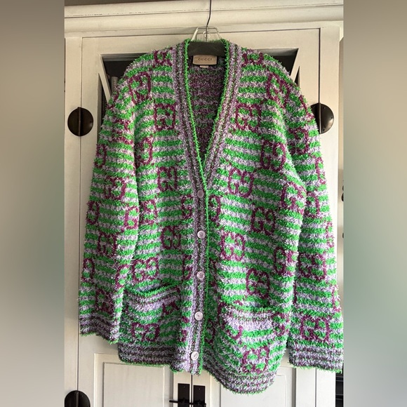 Gucci Sweaters - Gucci Green/Purple Cardigan